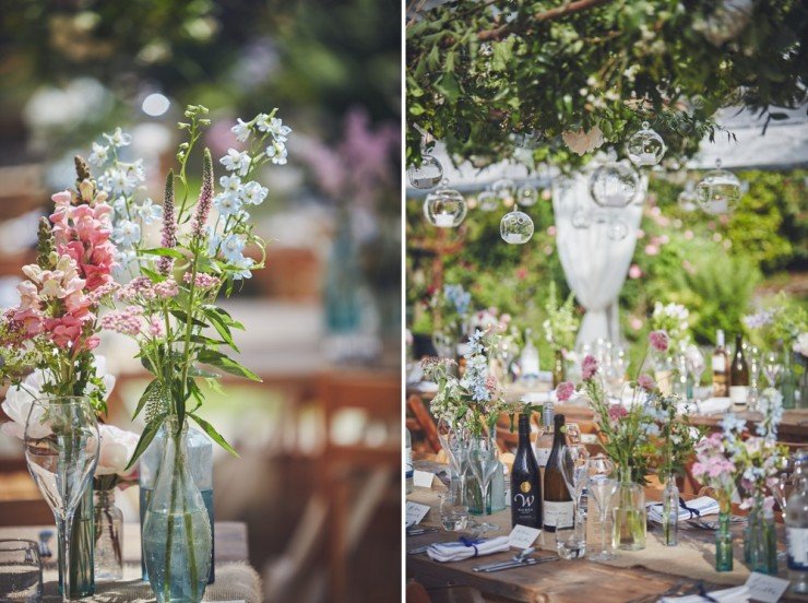 relaxed wedding photography of marquee styling at country wedding in Devon