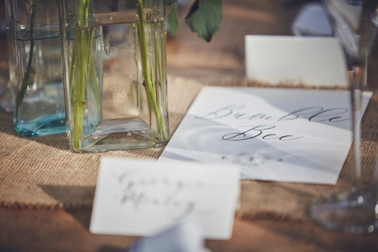 relaxed photography of a marquee country wedding styling at Fingals in Devon