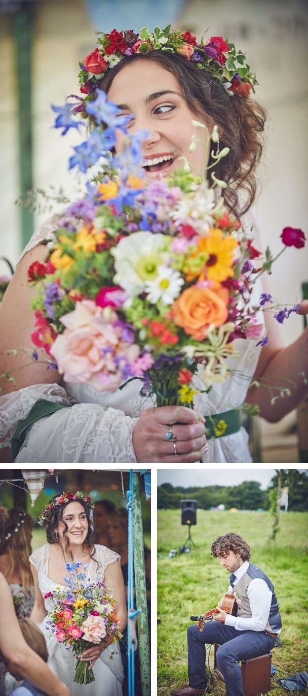 creative and relaxed wedding photography of boho festival wedding in Dorset