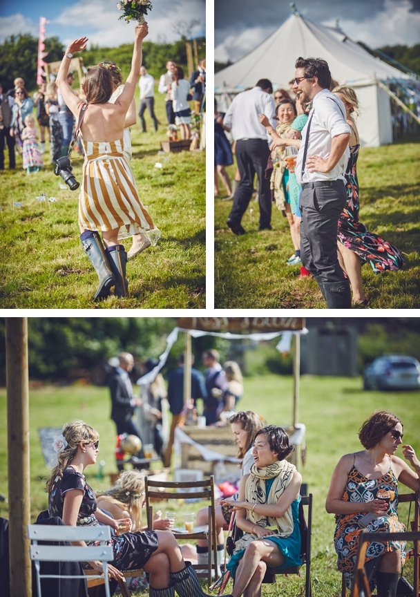 creative and relaxed wedding photography of boho festival wedding in Dorset