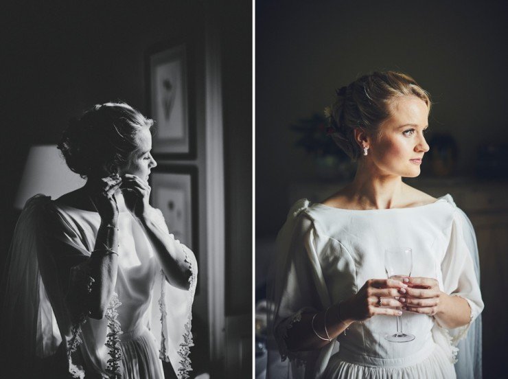 black and white portrait photography of stunning bride getting ready for her wedding at Hotel Endsleigh in Devon