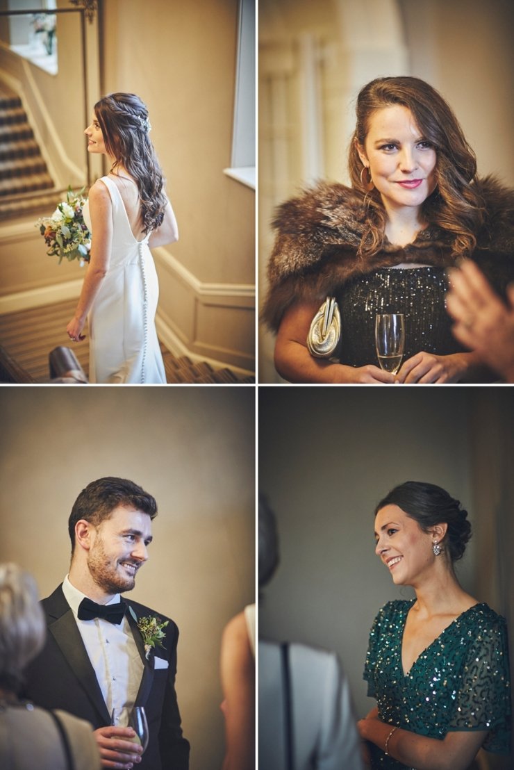 relaxed wedding photography at mini black tie wedding at Rockbeare Manor in Devon