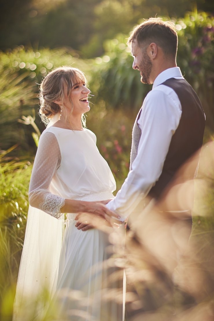 golden hour couple at Burrow Farm gardens Devon