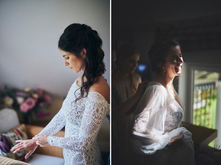 getting ready embercombe hand tying wedding