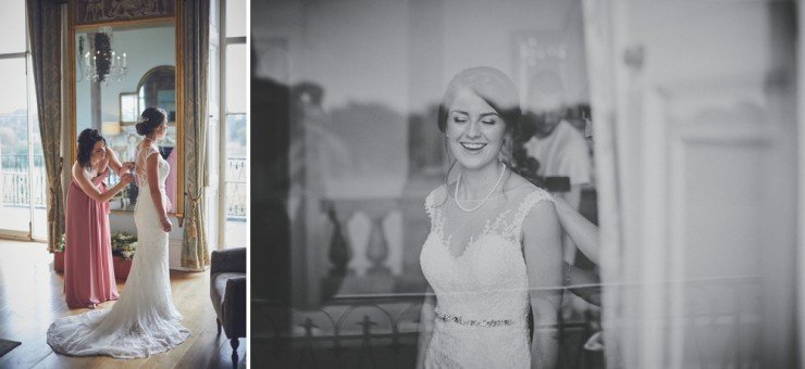 relaxed wedding photography of bride getting ready at a wedding at Rockbeare manor in Exeter devon