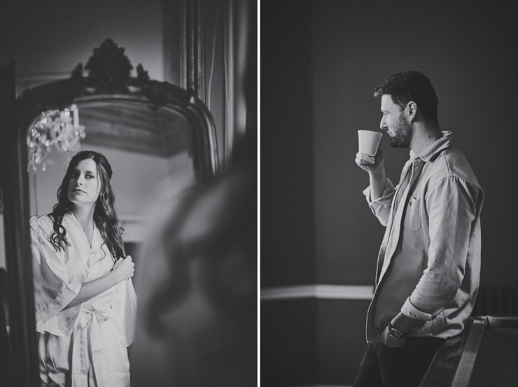 bride and groom get ready at intimate Devon wedding