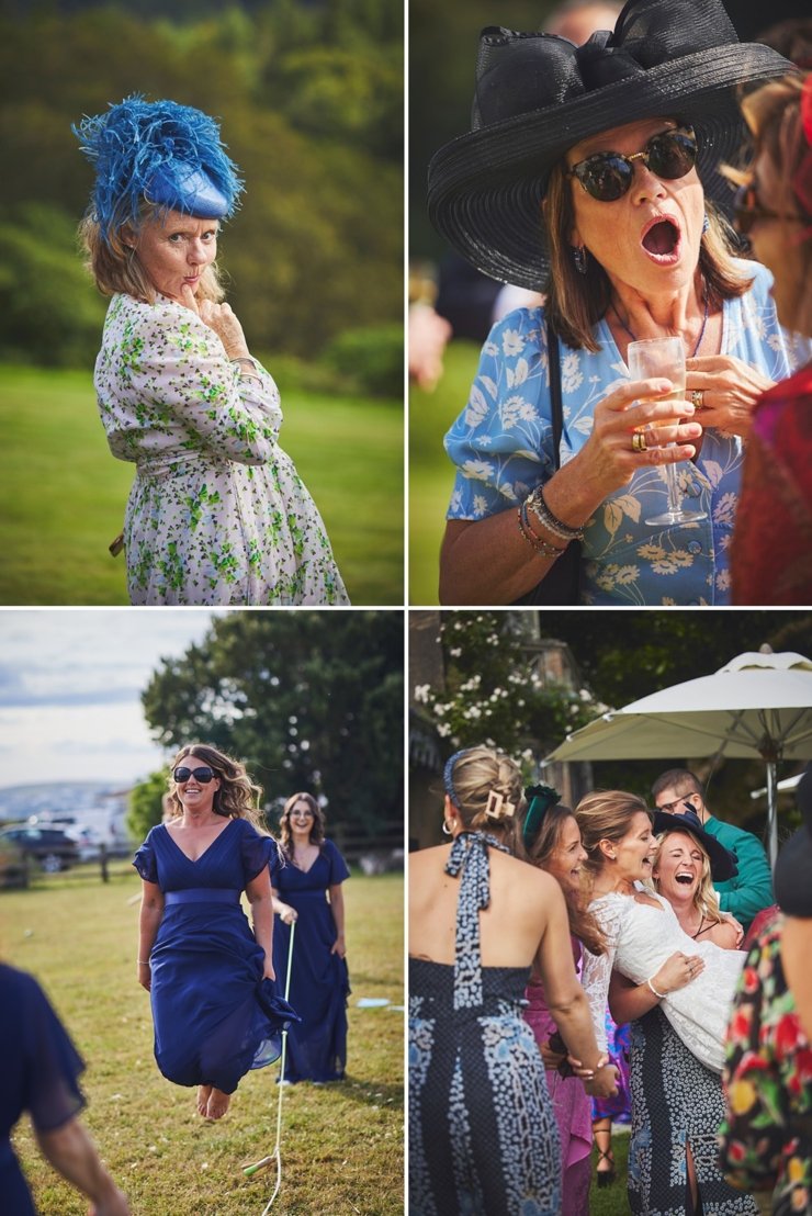 fun wedding guests at the barn at south Milton
