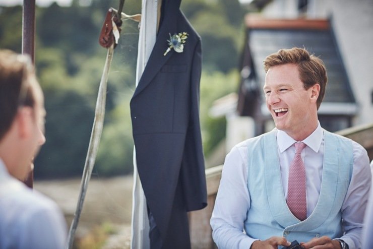 reportage wedding photography of grooms preps in Devon