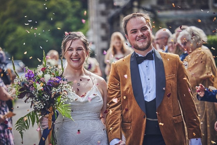 confetti throw at pentille castle Cornwall