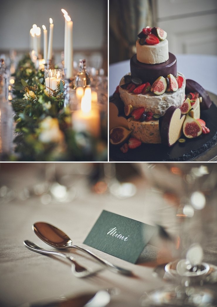 style and table details at small winter wedding at Rockbeare Manor in Devon