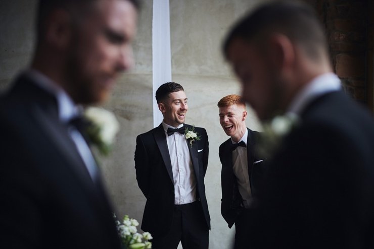 black tie groomsmen at Rockbeare Manor