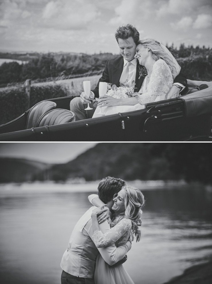 relaxed wedding photography of bride and from and guests at a south hams wedding in devon
