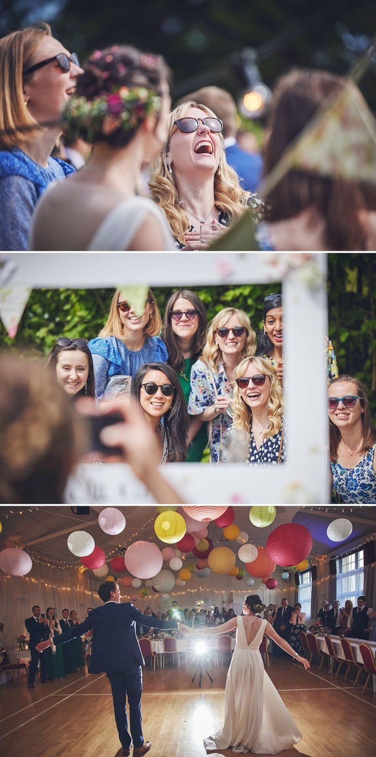 guests having fun at marquee wedding in Devon