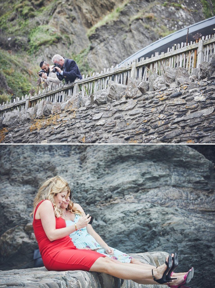 wedding guests at tunnels beaches in devon