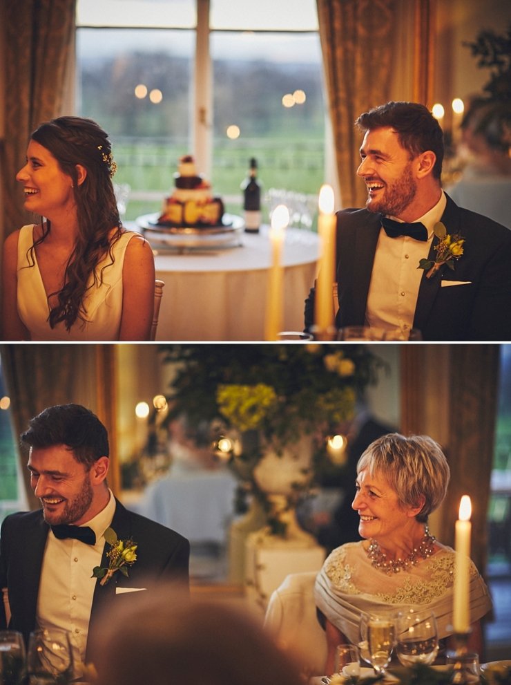 speeches at intimate winter wedding at Rockbeare Manor in Devon