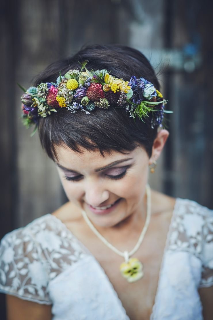 wedding fine art portrait of brides flower crown