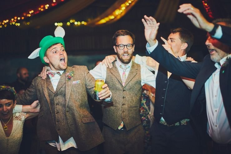 reportage wedding photography of bride and groom's disco at West Town Farm