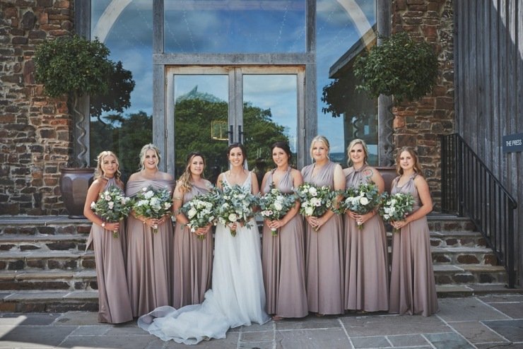 bride and bridesmaids Upton Barn and walled garden Devon