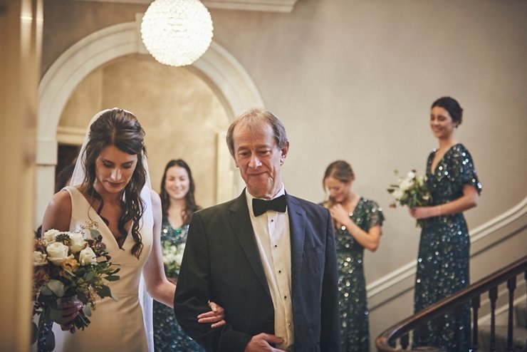 bride and her father before the ceremony at a micro wedding at rockbeare manor devon
