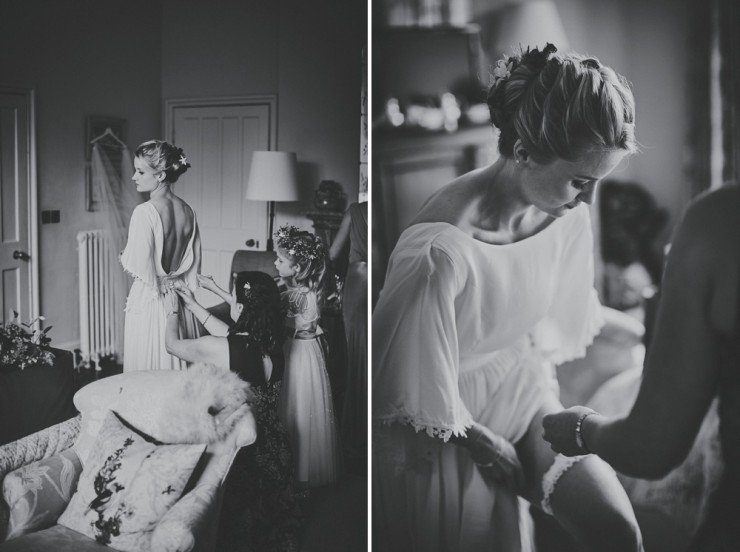 black and white portrait photography of stunning bride getting ready for her wedding at Hotel Endsleigh in Devon