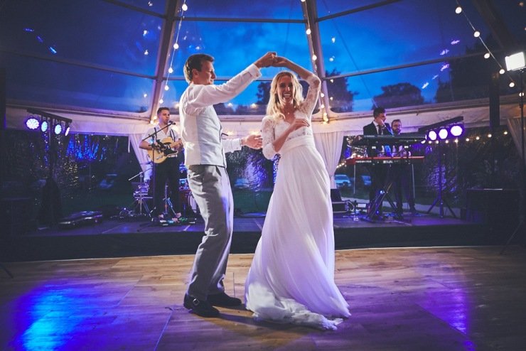 first dance at marquee wedding in Devon