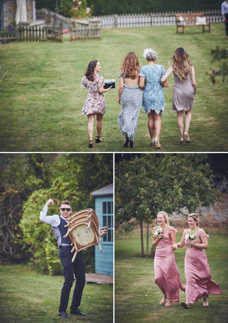 reportage wedding photography of guests having fun at a Somerset wedding