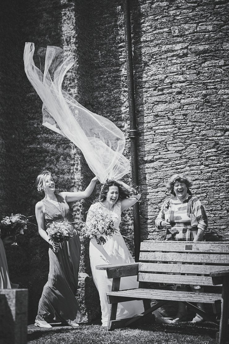 veil caught in the wind at church near the barn at south Milton