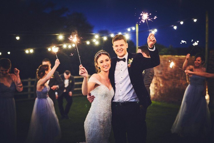 sparkler wedding photography at upton barn and walled garden devon
