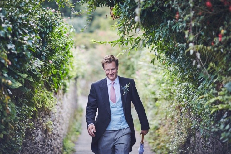 reportage wedding photography of grooms preps in Devon