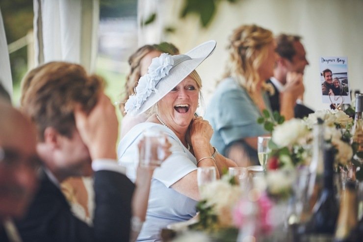 relaxed wedding photography of speeches at Devon wedding