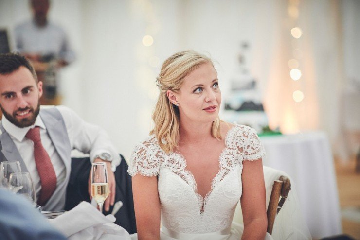 bride during speeches at Somerset wedding