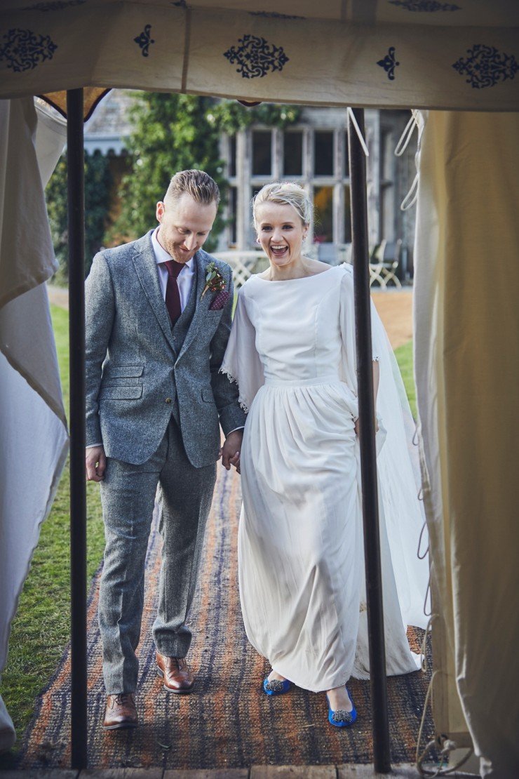 beautiful contemporary wedding photography of bride and groom at their Autumn wedding at Hotel Endsleigh in Devon