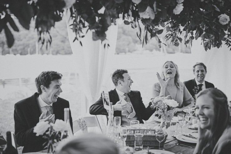 relaxed wedding photography of speeches at Devon wedding