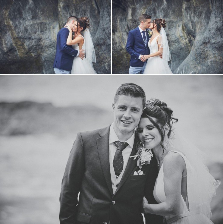 bride and groom at tunnels beaches in devon