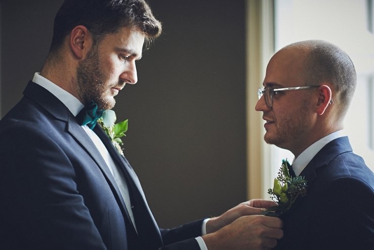 groom getting ready at small wedding at Rockbeare manor in Devon