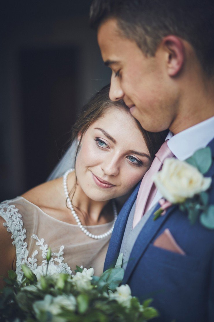 portrait wedding photography of bride and groom at a wedding at Rockbeare manor in Exeter devon