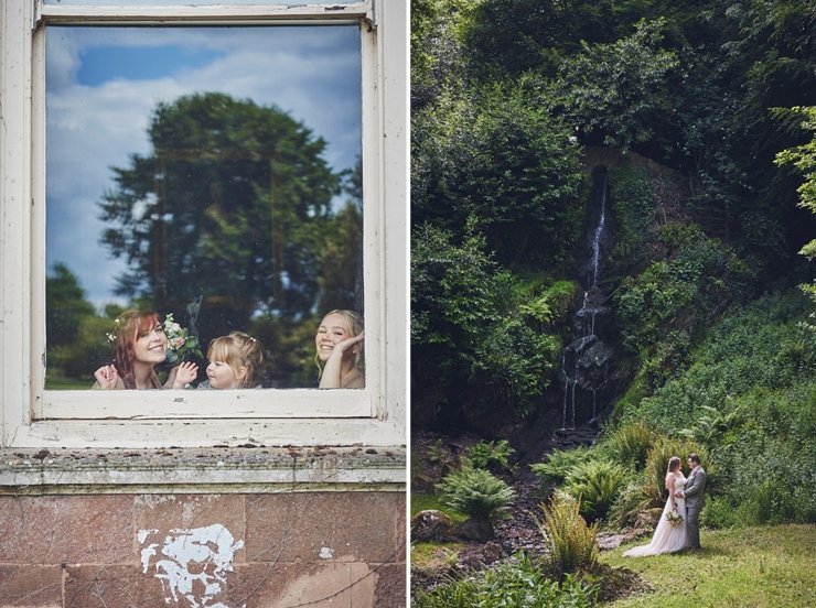 candid photo of bridesmaids at hestercombe garden Somerset