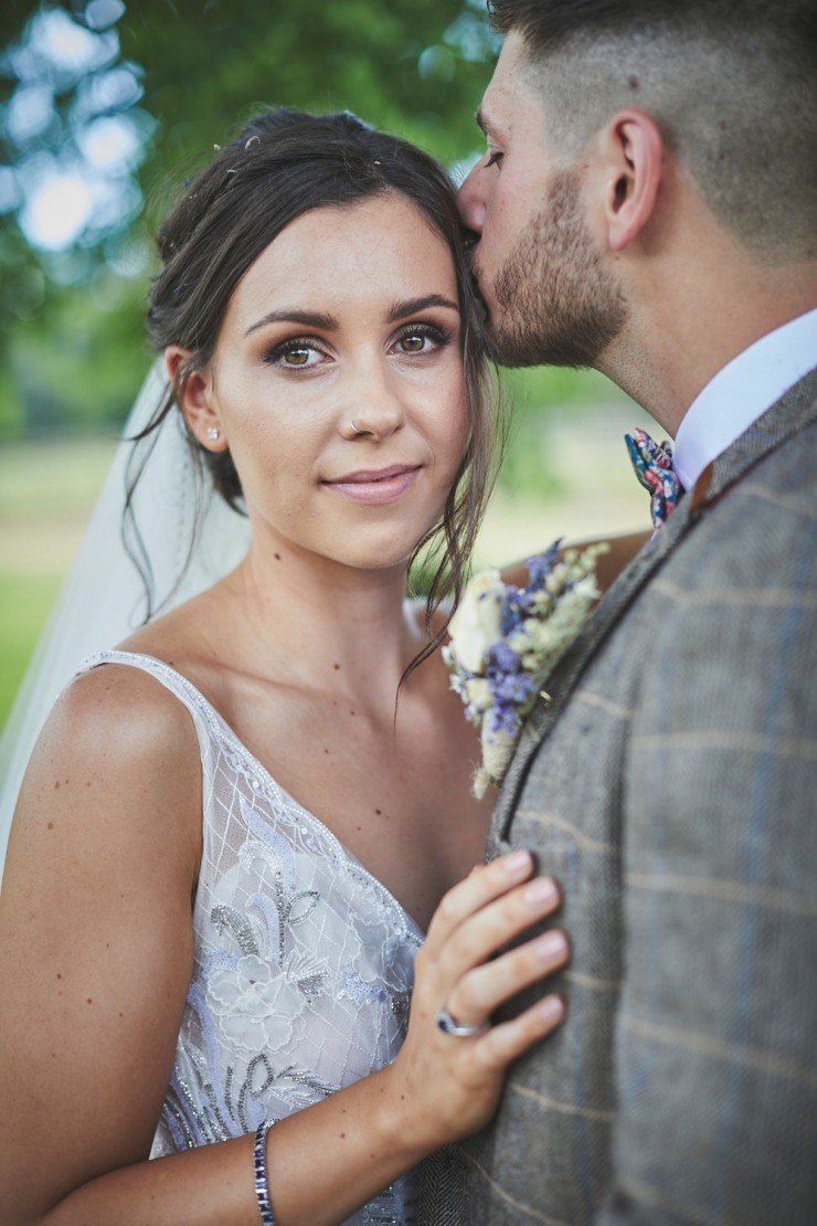 bridal portrait from a relaxed wedding at Upton Barn and Walled Garden in Devon