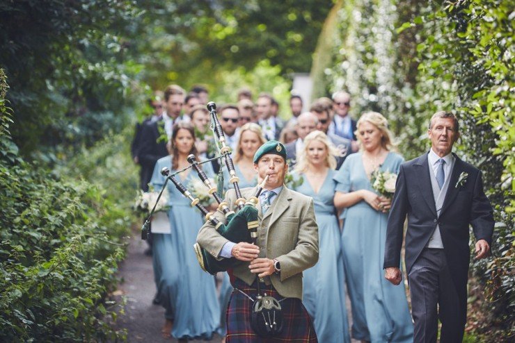 relaxed wedding photography of bride and from and guests at a south hams wedding in devon