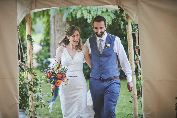 couples entrance to the marquee at South Allington House in Devon