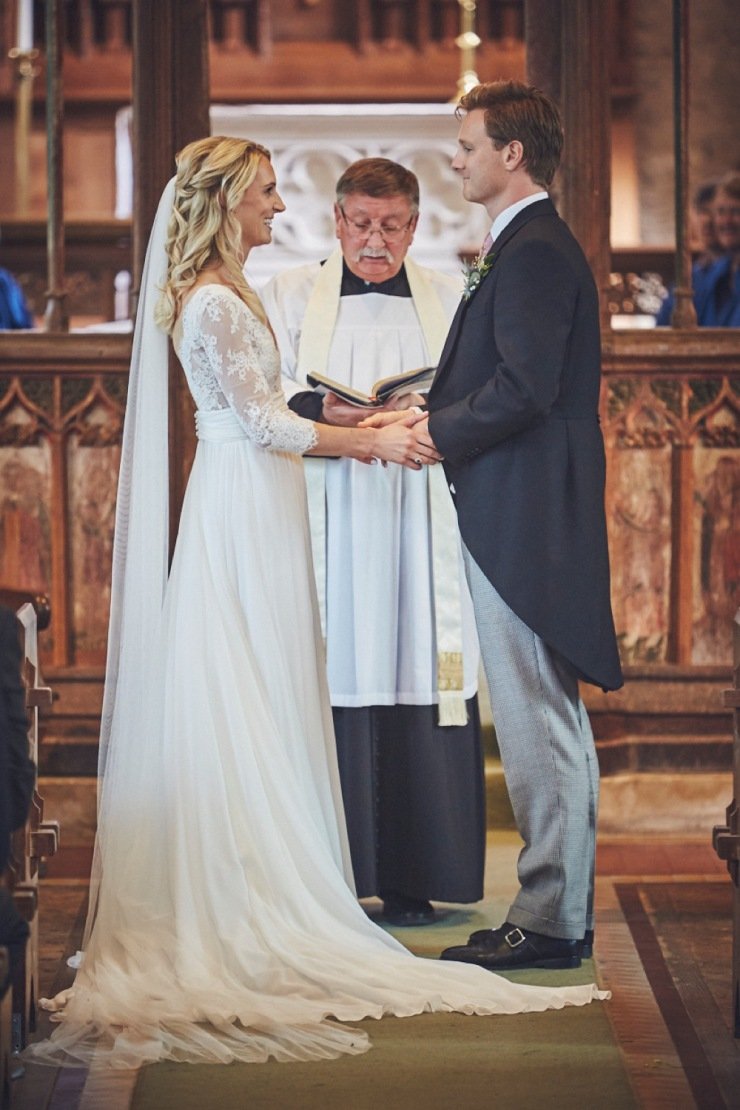reportage wedding photography of church ceremony Devon