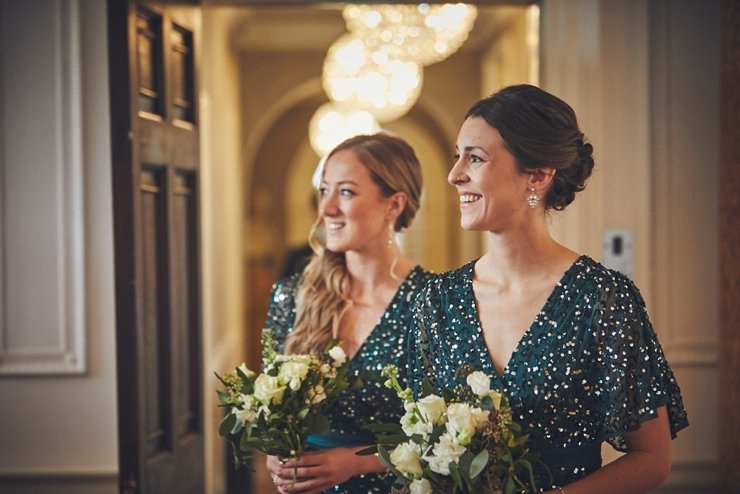 bride and bridesmaids going into the ceremony at a micro wedding at rockbeare manor devon