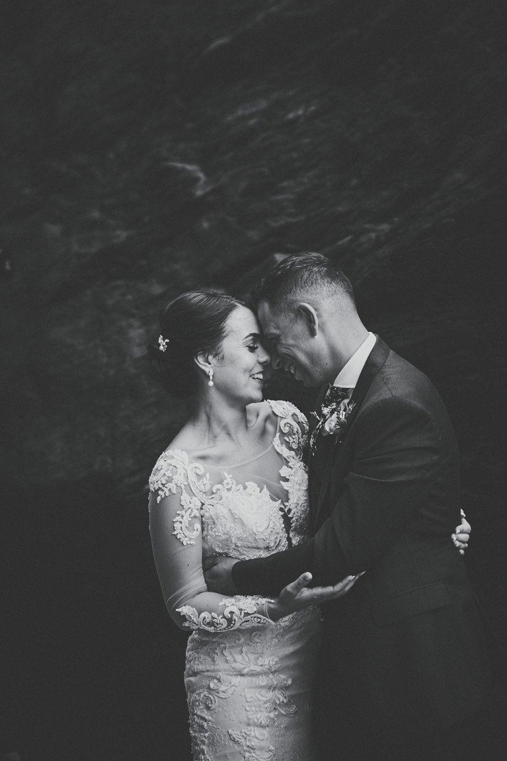 documentary wedding photography of couple at Tunnels Beaches in devon