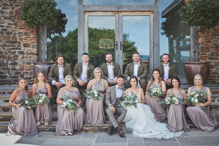 bridal party and groomsmen at Upton Barn and Walled Garden in Devon