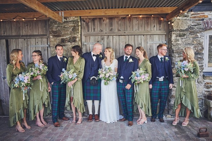 bridal party at wonwood barton Devon 