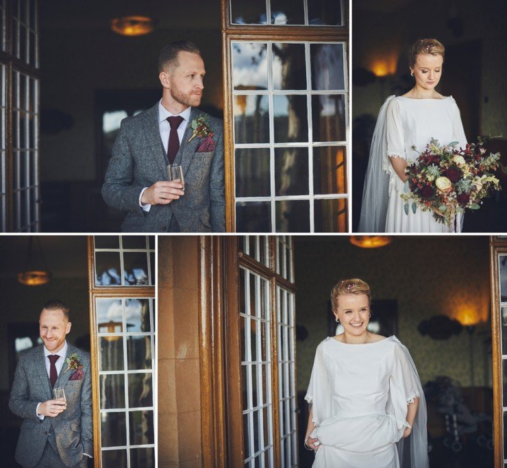 beautiful contemporary wedding photography of bride and groom at their Autumn wedding at Hotel Endsleigh in Devon