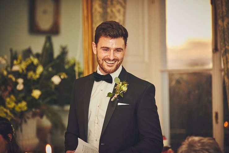 speeches at intimate winter wedding at Rockbeare Manor in Devon
