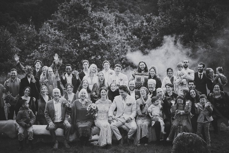 candid group photo boho wedding embercombe Exeter