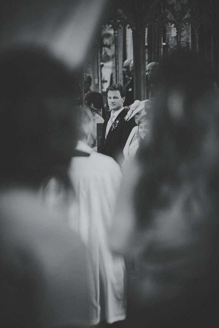 reportage wedding photography of brides arrival to the church in Devon