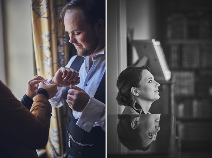 best woman and groom getting ready at pentille castle Cornwall